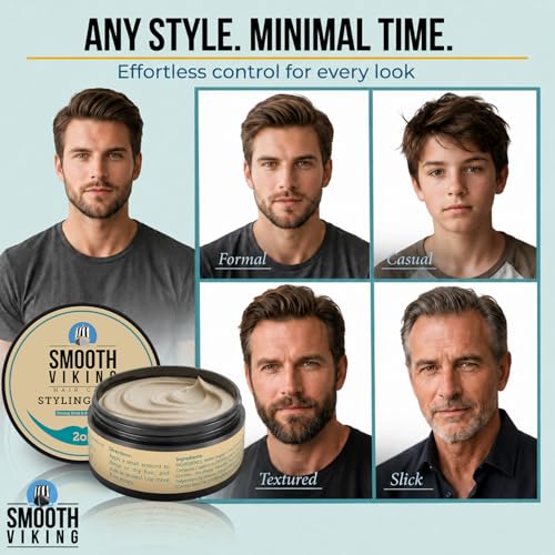 Smooth Viking Hair Clay for Men | Strong Hold Matte Finish 2oz
