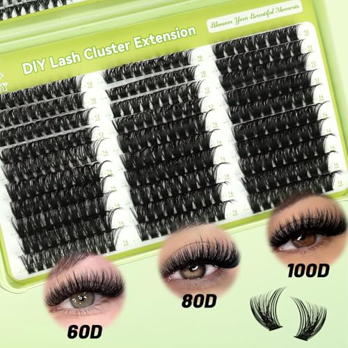 Lash Clusters Kit 570pcs 6 Styles D Curl Wispy Eyelashes with Bond Seal