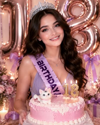 Purple Birthday Girl Sash with Lightning Energy Pattern