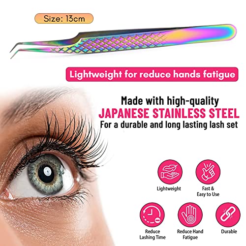 Fiber Tip Lash Tweezers 45° Curved for Eyelash Extensions