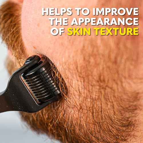 The Beard Club Premium Derma Roller for Face, Body and Scalp - Microneedling Roller for Men and Women with 540 Titanium Microneedles - for Hair & Beard - Weighted Metal Handle - Magnetic Storage Case