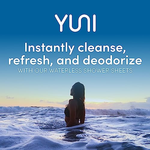 YUNI Beauty Large Body Wipes, Peppermint Citrus, 12 Count, Compostable, Biodegradable, No Rinse Body Cleanser, On-the-Go Shower Alternative