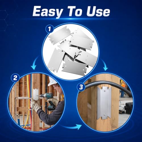 50 Pcs Nail Plates for Wood Studs - Alloy Cable and Pipe Protection Shields