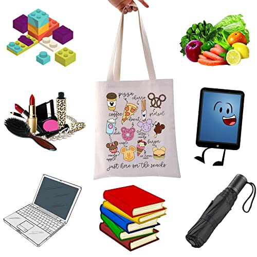 WCGXKO Lover Gift Family Vacation Gift Just Here For The Snacks Shopping Bag Tote Bag