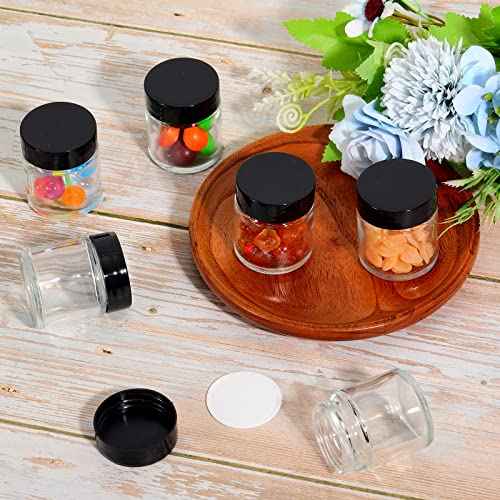 Aoriher 60 Pieces Glass Jars with Lids Clear Small Mason Empty Round Spice Wide Mouth Canning Storage Refillable Cosmetic Containers for Lotions Cream Powders (1 oz) clear and black HS-Aoriher-23870