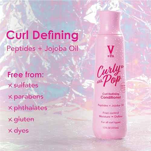 V&Co. Beauty Curly Pop Curl Defining Conditioner ? Sulfate Free & Paraben Free Hydrating Hair Care with Peptides, Amino Acids & Jojoba Oil for Moisture, Frizz Control & Curl Definition ? 12 fl oz