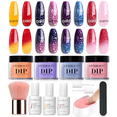 AZUREBEAUTY 12-Piece Temperature Color Changing Dip Powder Nail Starter Kit