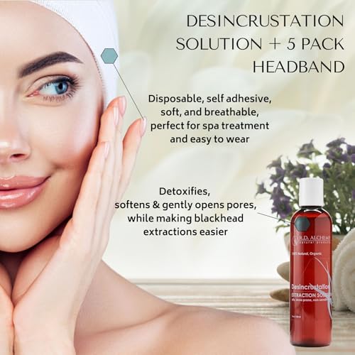 RD Alchemy - Desincrustation Solution/Scaling Fluid Blackhead Remover + 5 Pack Disposable Spa Headbands. for Home or Professional spas.
