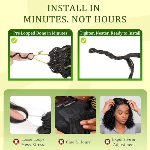 12 Inch Pre-Looped Burmese Curly Crochet Hair 8 Pack 1B 14in Tips — K-ThermSilk Fiber