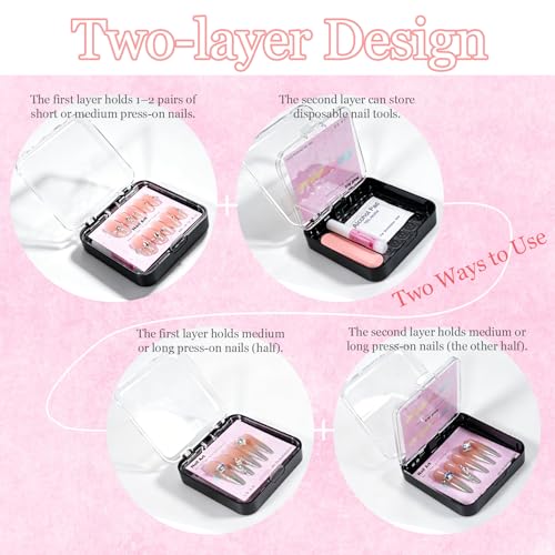Uyolaxed 6-Piece Nail Display Box Set – Double-Layer Nail Packaging Kit