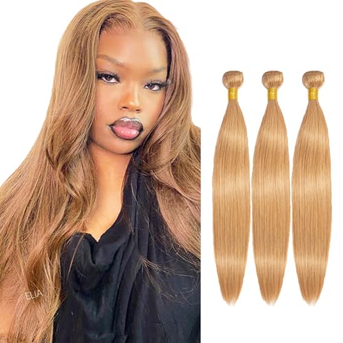 #27 Honey Blonde Straight Hair Bundles 28 Inch