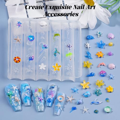 Ocean Silicone Nail Molds - 3D Sea Shell & Starfish Designs