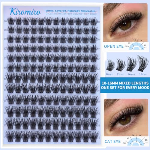 Kiromiro Wispy Lash Clusters 10-16mm C Curl DIY Extensions (144pc)