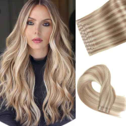 Invisible Hole Weft Human Hair Extensions No Tape In Hair Extensions Seamless Weft Extensions With Micro Beads Real Human Hair Ash Blonde 18/613 Reusable Microring Hair Extensions (35g 4Pcs,20 Inch)