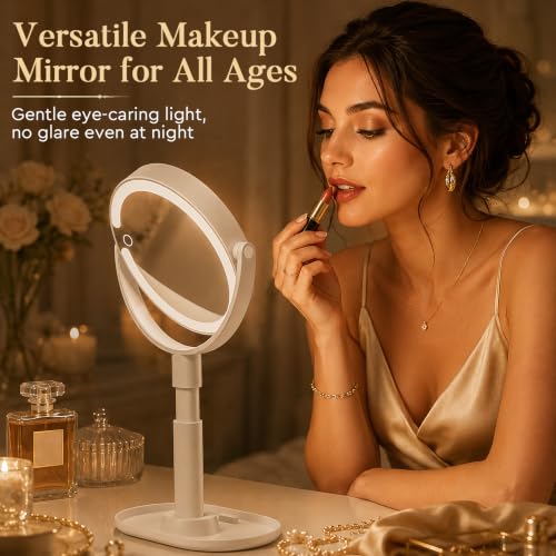 MOMOKUBA Adjustable LED Makeup Mirror with 20X Magnification