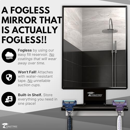 Fogless Shower Mirror with Squeegee - Anti-Fog & Impact-Resistant