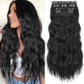 KooKaStyle Clip-In Hair Extensions 24 Inch Black Wavy