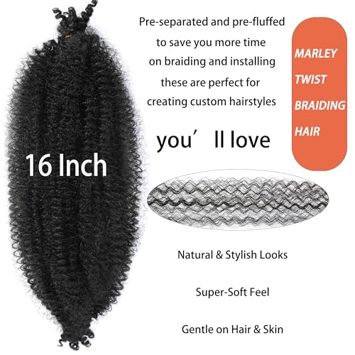 Springy Afro Twist Hair 16 inch - 8 Pack Marley Braiding Hair