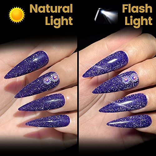 YTD Likomey Reflective Glitter Gel Nail Polish,15ml Lavender Purple Flash Diamond Shimmer Nails Gel,Sparkly Shiny Salon Home Nail Art Manicure UV Nail Gel,SZ015