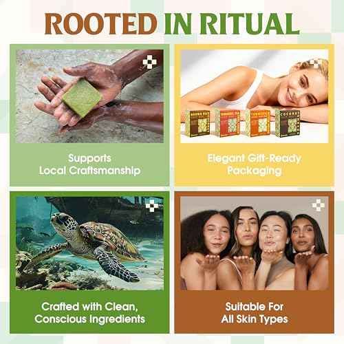 Brown Rice & Coconut Milk 2-in-1 Luxurious Natural Soap Bar (4.2 oz) | Gentle Exfoliation & Nourishing Cleanse | Cold-Processed, Handmade in Vietnam for Smooth, Fresh Skin (Pack of 1)