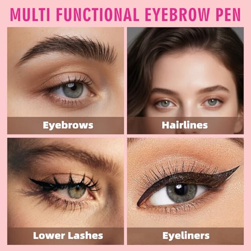 2 Pack Hair Like Eyebrow Pen Set, Long-Lasting Microblading Eye Brow Pencil for Natural Brows, 2-IN-1 Beginners & Daily Use Eyebrow Pencils for Women, Waterproof & Smudge-Proof Brow Tint
