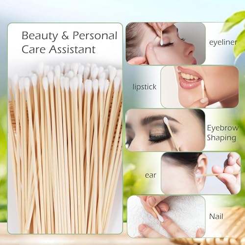 400 Pcs 6 Inch Cotton Swabs with Wood Handle - Gun Cleaning, Makeup & Pet Care