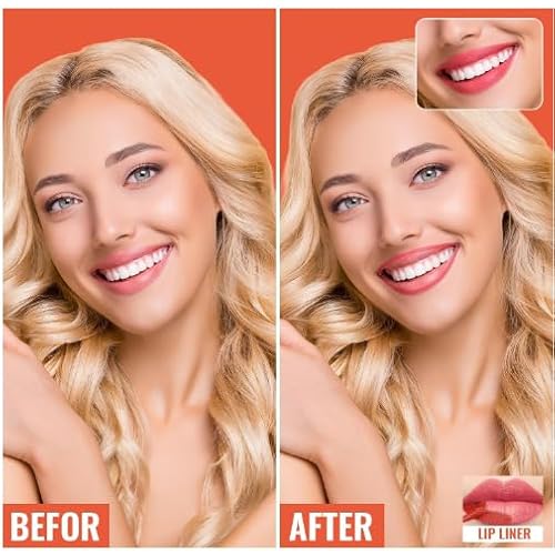 Vevivia 4pcs Lip Stain Peel Off - Lip Liner Stain Long Lasting Waterproof with Tweezer,2-in-1 Lip Liner Matte, Non-Stick Cup,Stay On All Day,Perfect for Gift(Cocoa+Rose+Nude+Mauve)