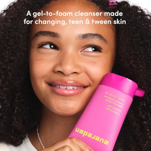 Evereden Let's Bounce Teen Face Moisturizer & Steer Clear Balancing Jelly Cleanser Pre Teen Face Wash Bundle: Clean & Vegan Skincare with Triple Green Tea Complex - Non-Drying & Non-Greasy