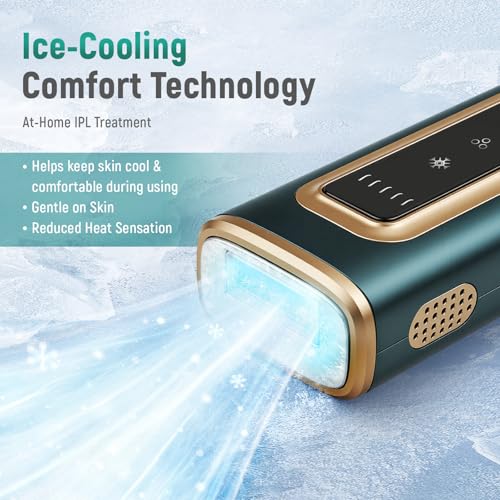 IPL Laser Hair Removal Device with Ice Cooling - FDA Cleared 5 Levels for Face & Body