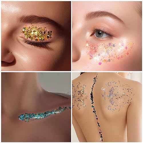 Teenitor Body Glitter Face Glitter Makeup Festival Glitter, 12 Colors Face and Body Glitter Gel, Hair Glitter Gel, Body Makeup