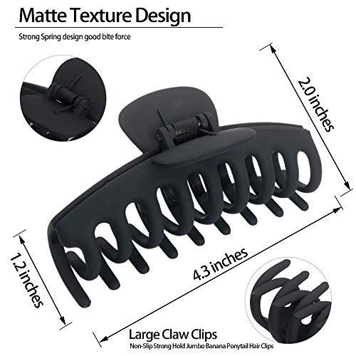 Large Hair Claw Clips 4-Pack | Strong Hold Leopard Print Barrettes