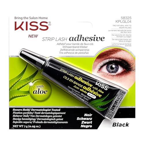 KISS Black Lash Adhesive with Aloe - Latex-Free, Contact Lens Friendly, Secure Hold 0.24oz