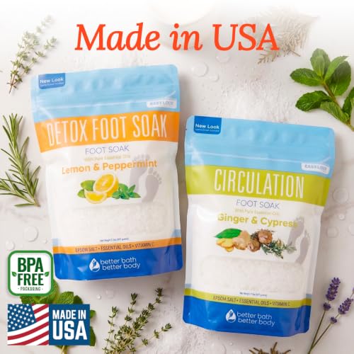 Epsom Salt Foot Soak Bundle (2 Pack) - Natural DIY Foot Spa with Scoop