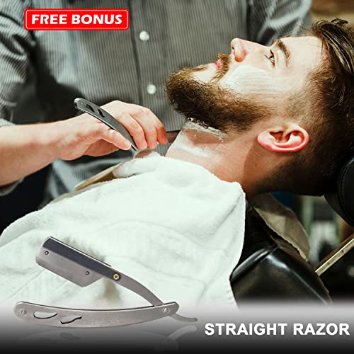 Mens Shaving Kit, Include Straight Razor, Sandalwood Shaving Soap & Cream, After Shave Balm, Pre-Shave Oil, Brush & Bowl ? Christmas Gifts for Men Him Secret Santa Gift Set Stocking Stuffers
