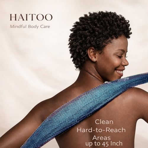 African Net Body Scrubber 3-Pack - Exfoliating Back & Body Sponge for Men Women, Black, Olive Green, Champagne Gold