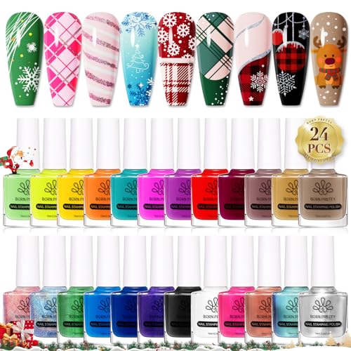 Born Pretty 24-Color Nail Art Stamping Polish Set - Holographic & Chameleon Effect