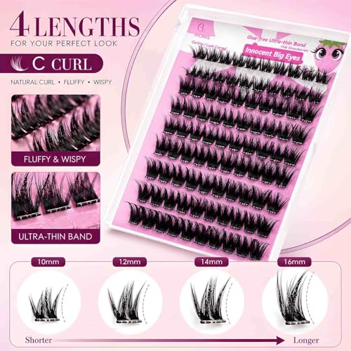 Self-Adhesive Lash Clusters Kit C Curl 10-16mm 100pcs