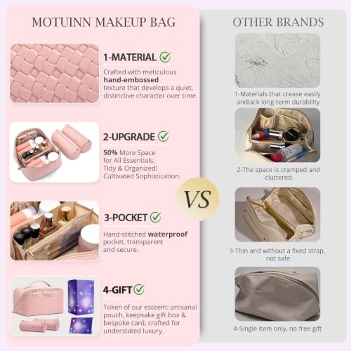 Vegan Leather Makeup Bag Set 3-Piece Travel Organizer