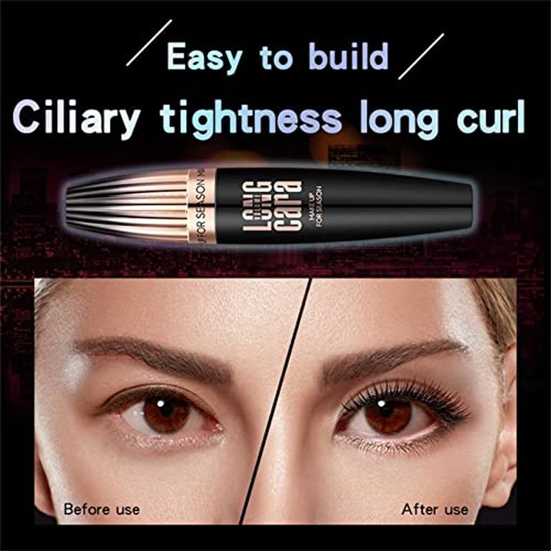 4D Silk Fiber Mascara Black Waterproof Volume & Length - 2 Pack