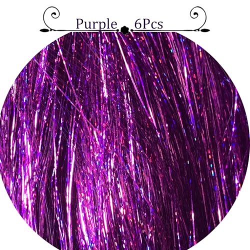 Purple Hair Tinsel Extensions Kit 48 Inch 1200 Strands