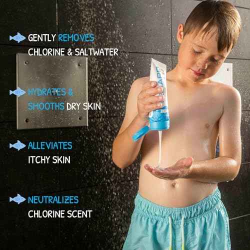 TRIHARD Kids Swim Face and Body Wash, Gentle Chlorine Removal Cleanser After Pool or Ocean, Daily Wash for Children Post Swim, Kids Cleanser for Chlorine and Saltwater