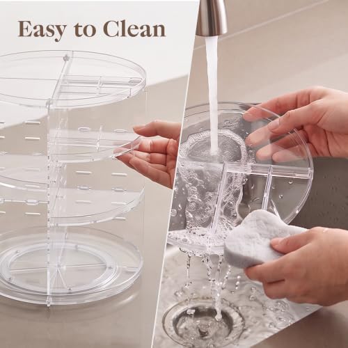 Masirs 360° Rotating Makeup Organizer - Adjustable Shelves, Clear