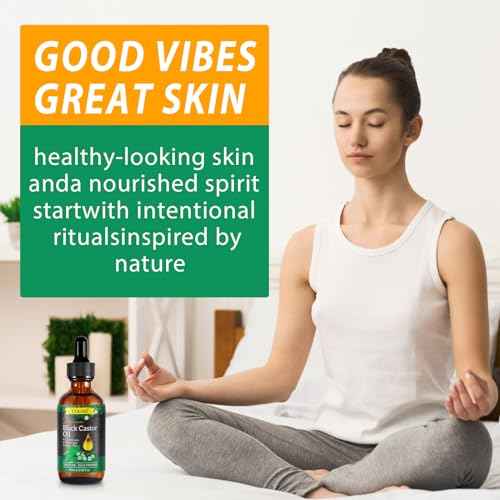Uocasi 2Pack Jamaican Black Castor Oil, 100% Pure Cold Pressed in Glass Bottles, Body Massage, Hair Growth, Eyebrow Nourishment, 4.04 Oz