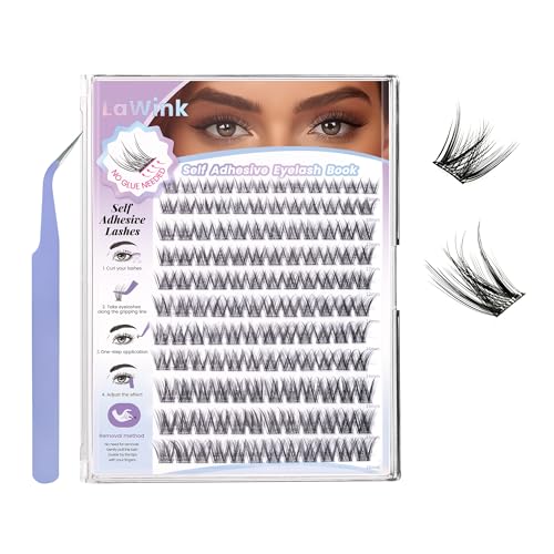 LAWINK Self Adhesive Eyelash Clusters 132pc 10-16mm D-Curly Wispy Lashes