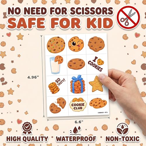 96 Cute Cookie Temporary Tattoos for Kids