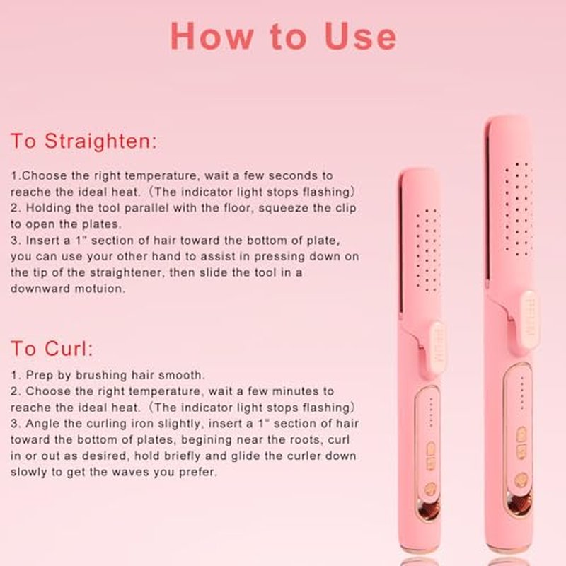 2 in 1 Hair Straightener & Curler - Titanium Flat Iron, 280-430°F
