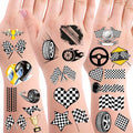 320 Racing Car Flag Temporary Tattoos - 30 Sheets