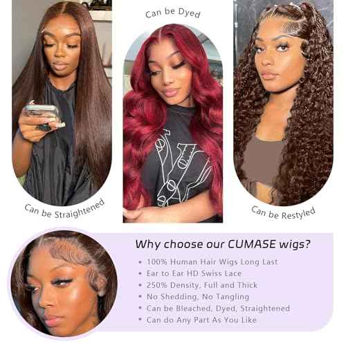 250 Density Body Wave Chocolate Brown Wig, 13x6 Lace Front Wigs Human Hair Pre Plucked, 100% Real Human Hair 4# Brown Wig for Women 26 Inch