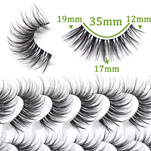 Losha Wispy False Eyelashes Natural Look 8 Pairs Clear Band