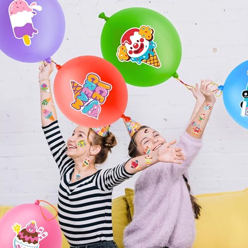 72 PCS Ice Cream Party Favors Bundle - Punch Balloons & Tattoos